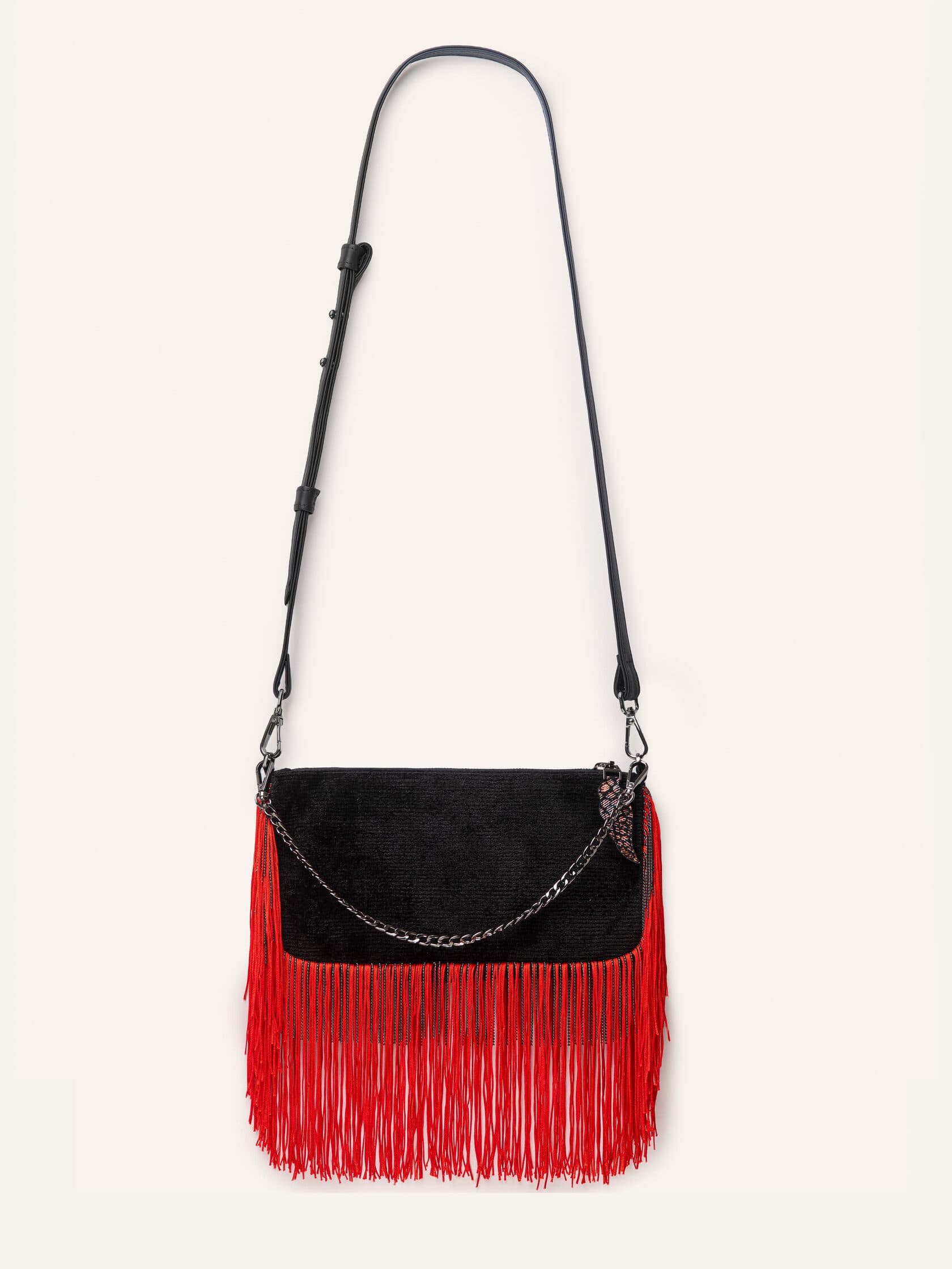 Сумка Tiny metallic fringe Montenegro red — 3